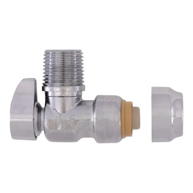 Industrieel Zwaar Belast SharkBite 1/2- Push-to-connect x 1/2- MIP Verchroomd Quarter Turn Stop Angle Valve
