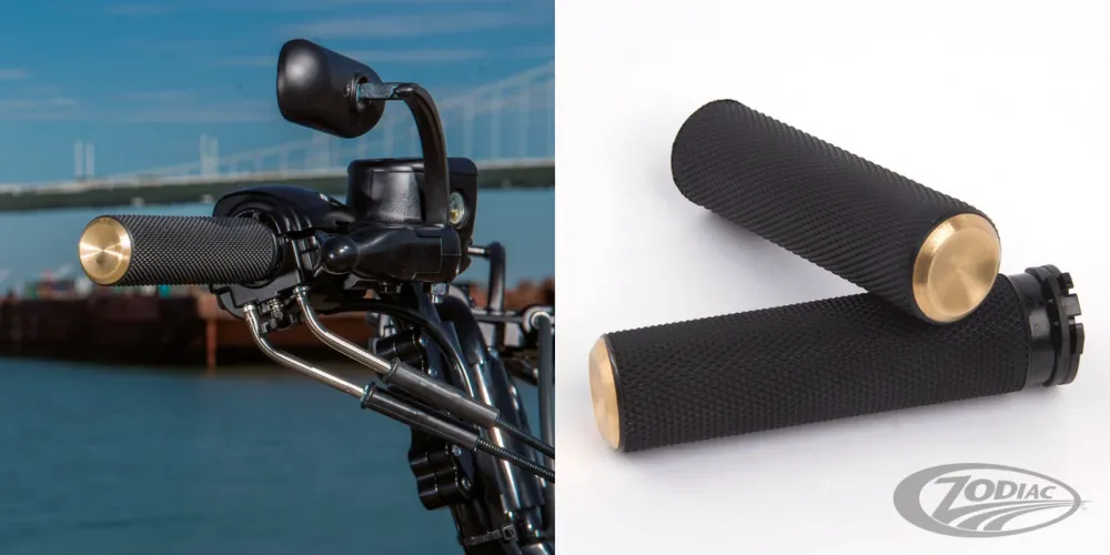 KNURLED RUBBER GRIPS, CBL , GEEL KOPER Harley-Davidson