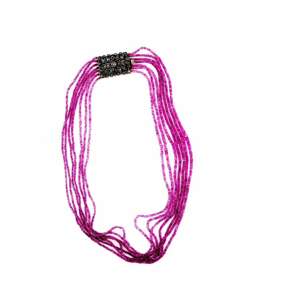 Multi-row Ruby Diamond Necklace