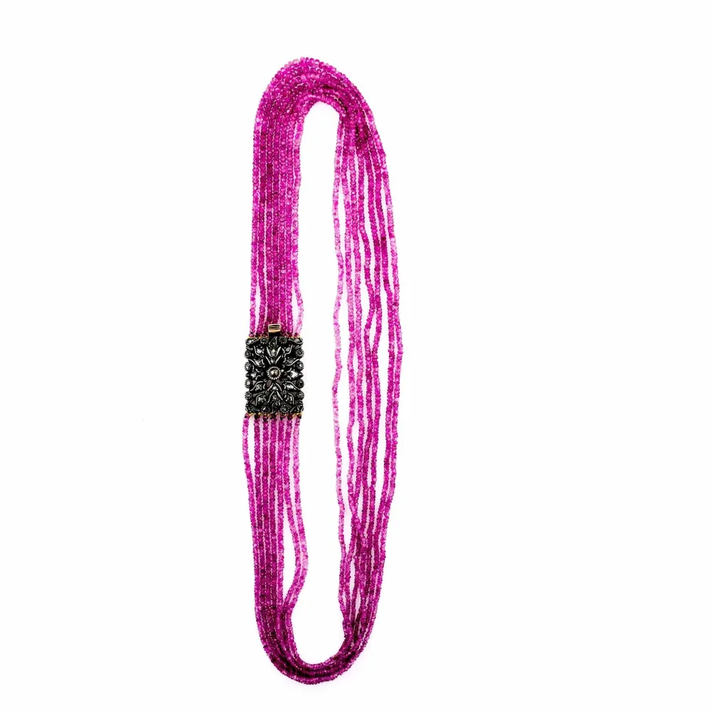 Multi-row Ruby Diamond Necklace
