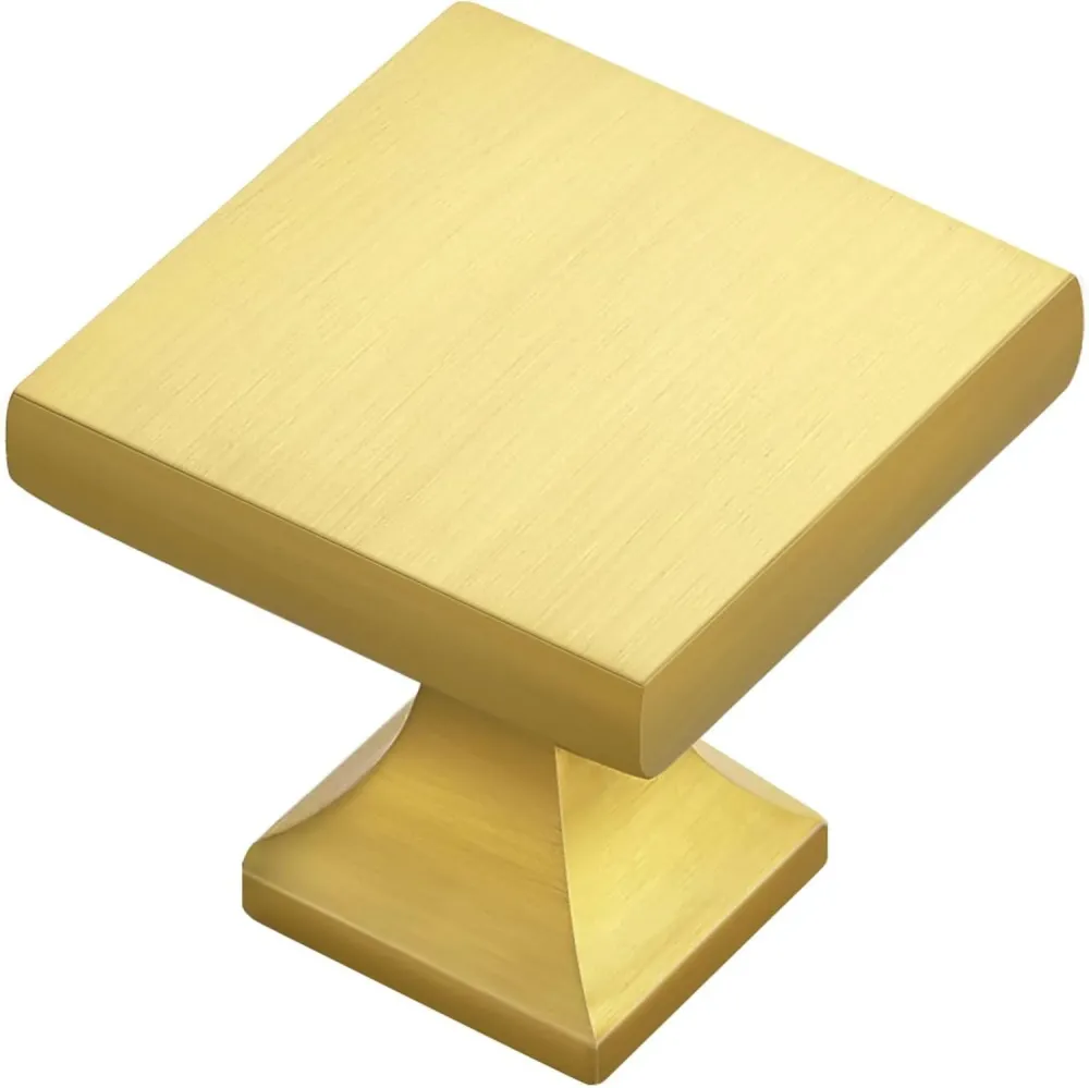 SABER SELECT Geborsteld Brass Squared Cabinet Knobs (5-Pack) met CE-Keurmerk