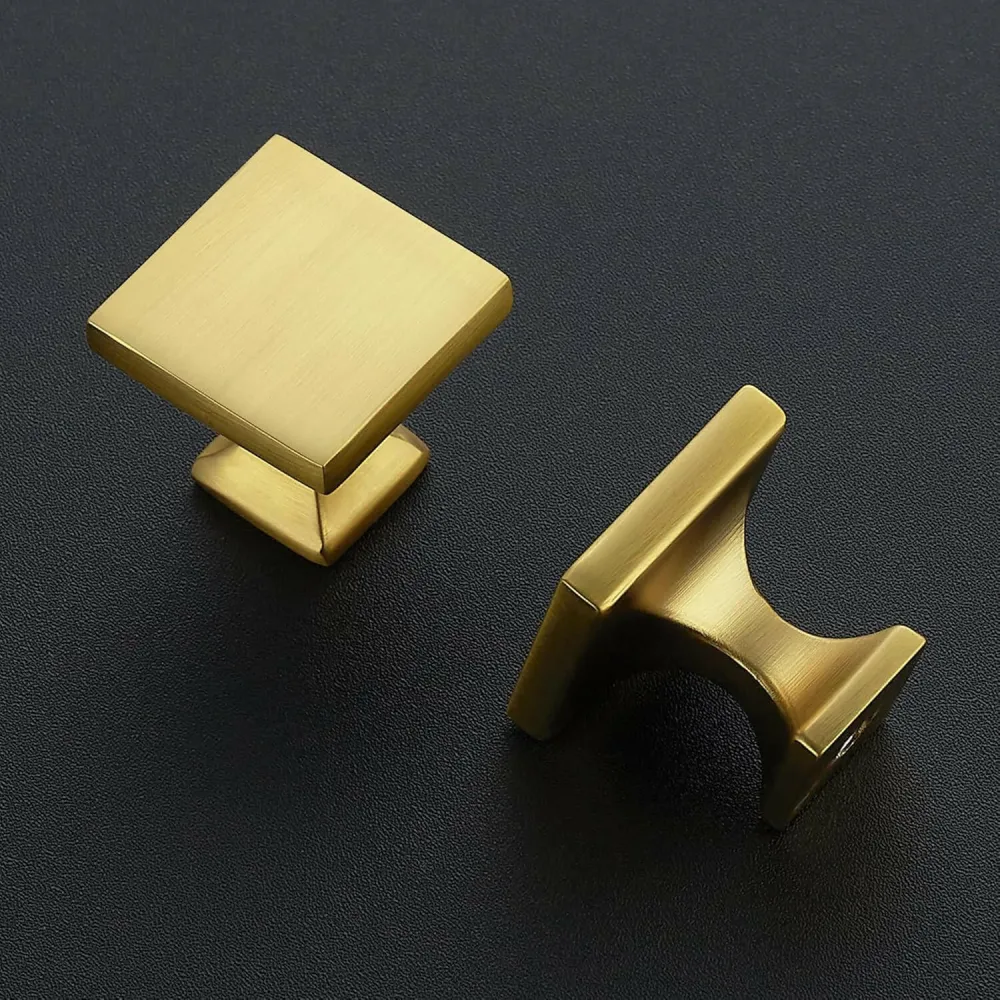 SABER SELECT Geborsteld Brass Squared Cabinet Knobs (5-Pack) met CE-Keurmerk