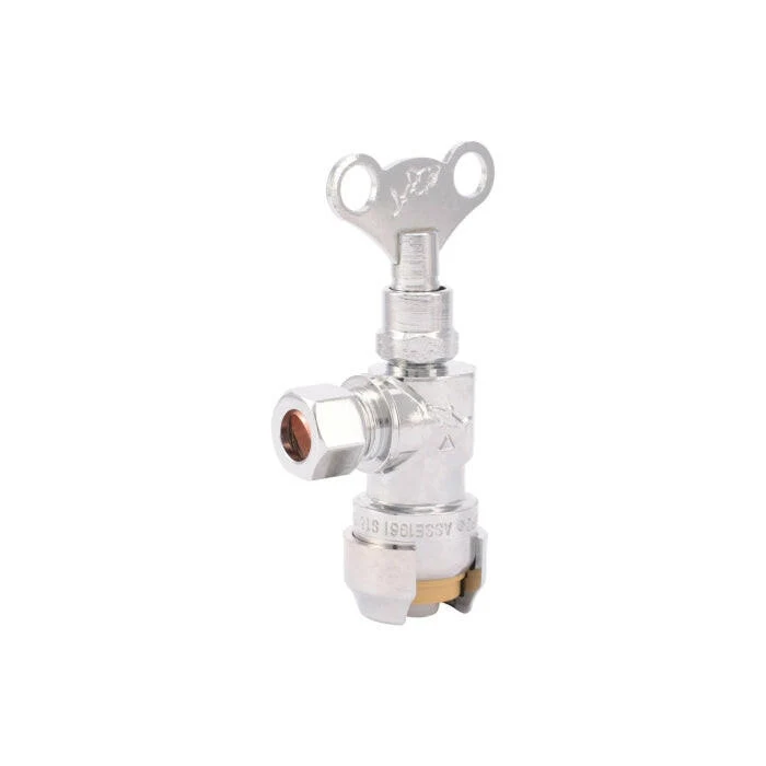 Sharkbite 1/2 . x 3/8 . Compressionn Angle Loose Key Stop Valve Set met 3 Maten