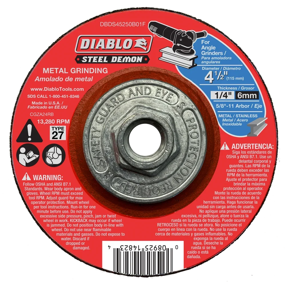 Steel Demon 4-1/2 . Type 27 Hub Metal Grinding Disc