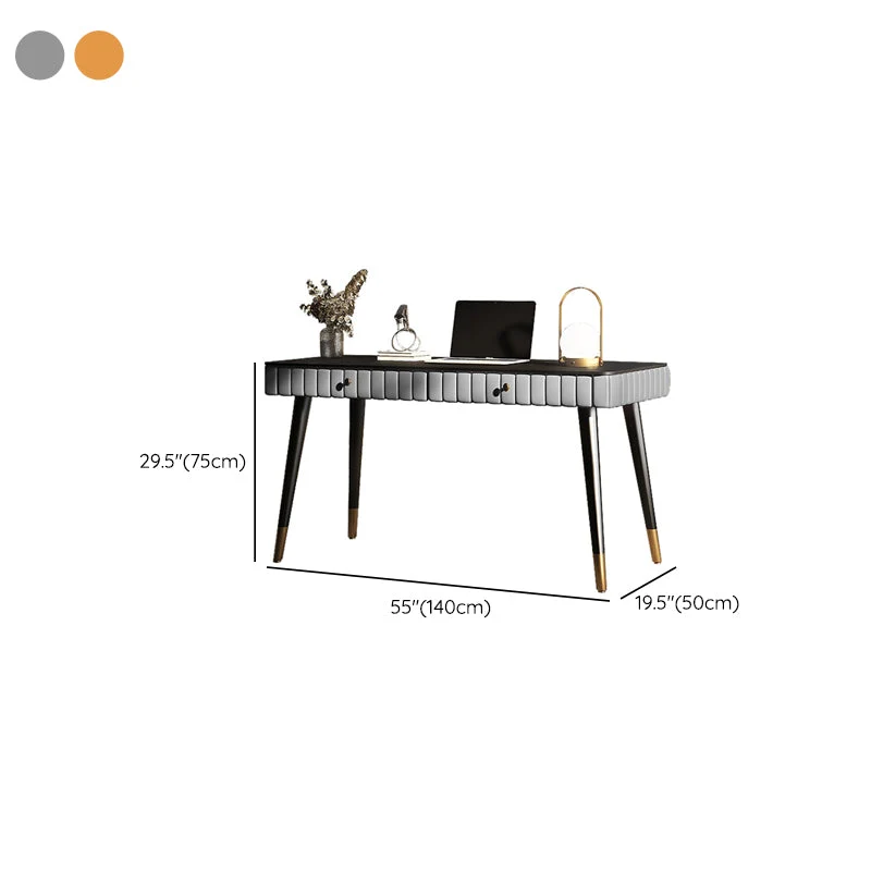 Vierkante Curved Metalen Office Desk Glam Style Stone Writing Desk Office 31