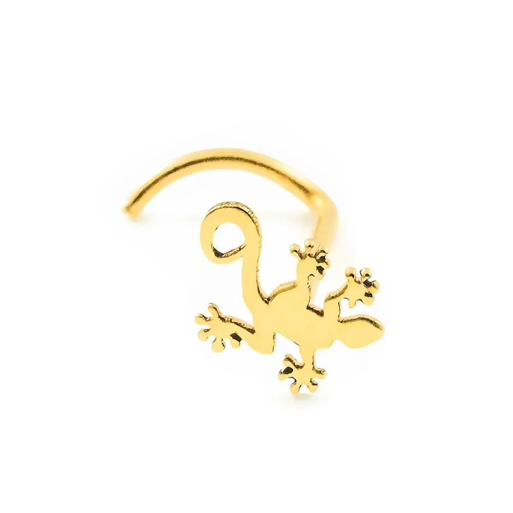 Yellow Gold 9K Lizard Nose Piercing Shine