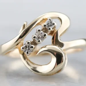 Antislip Scrolling Zonnegeel Gold Diamond Ring