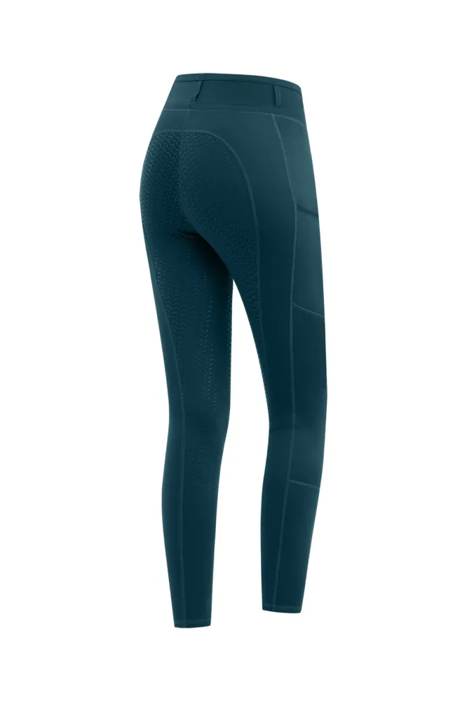 Ella Women's Full Grip Riding Tights Petrol Blauw 16