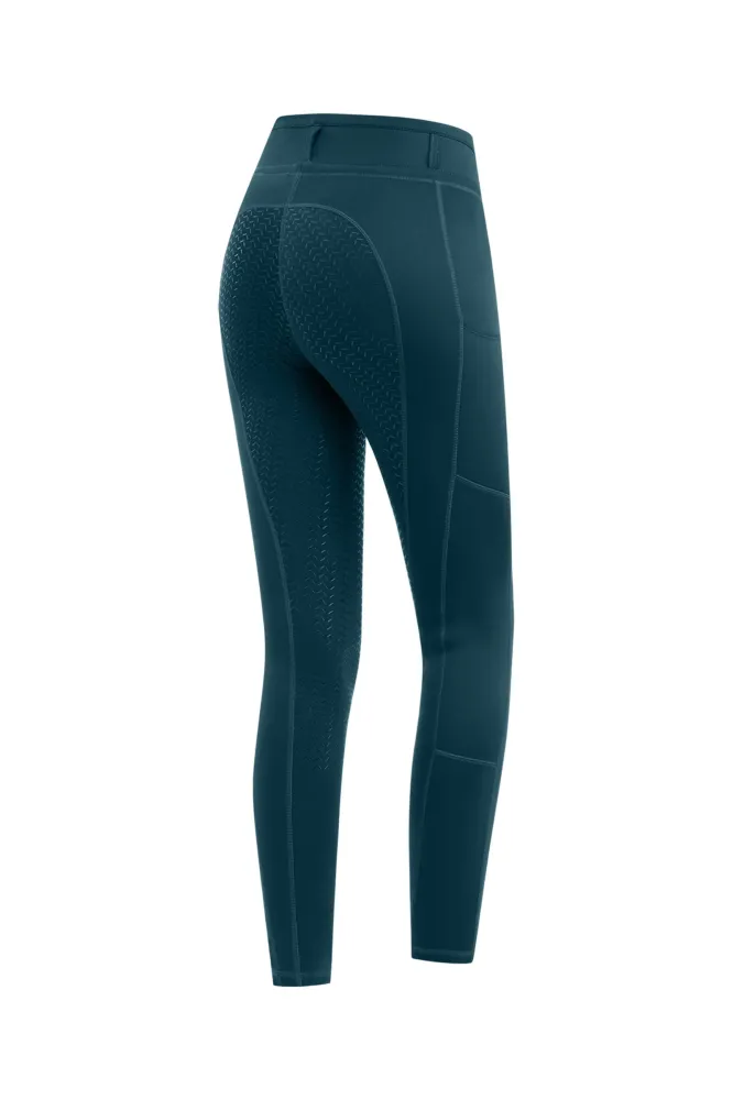 Ella Women's Full Grip Thermo Riding Tights Petrol Blauw 6