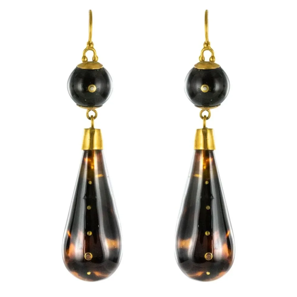 Gold studded scale earrings