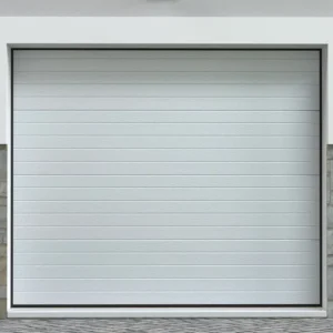 Industrieel Zwaar Belastbaar Sectionale garagedeur wit gegroefd effect met motor - NORIA - Koop nu