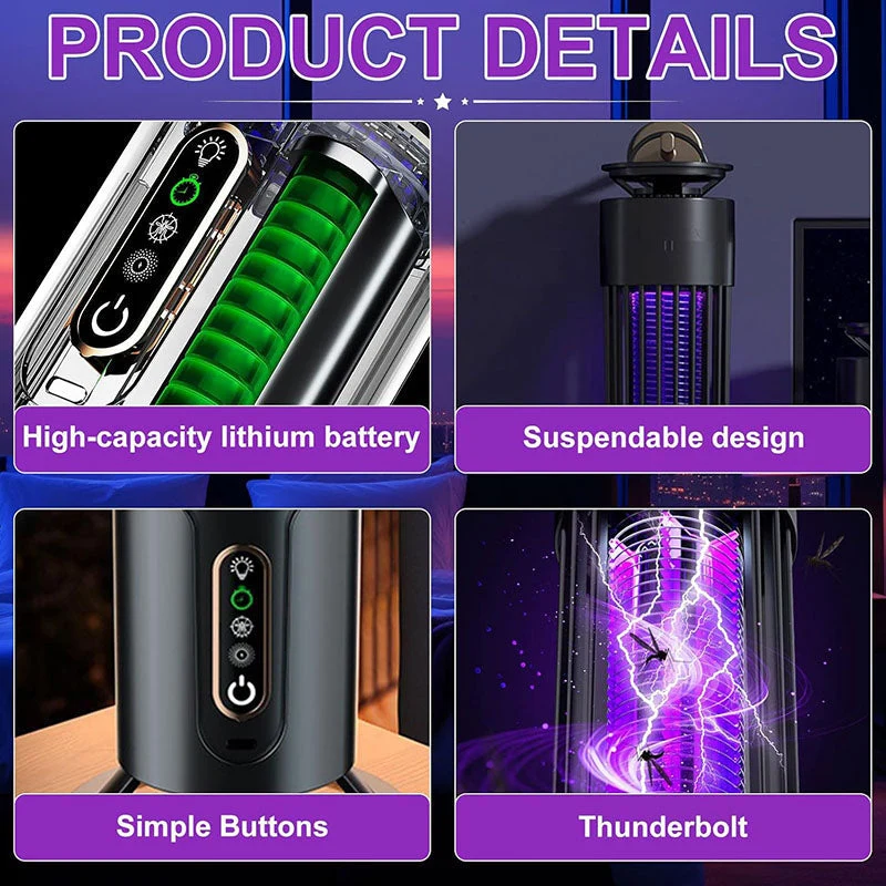 2--1 Elektrische Muggenlamp – UV Licht & Insectendoder voor Binnen en Buiten