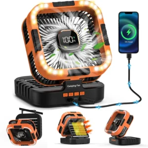 3--1 Zonne-energie Campingventilator Draagbare Ventilator met Lamp en Powerbank voor Kamperen en Outdoor