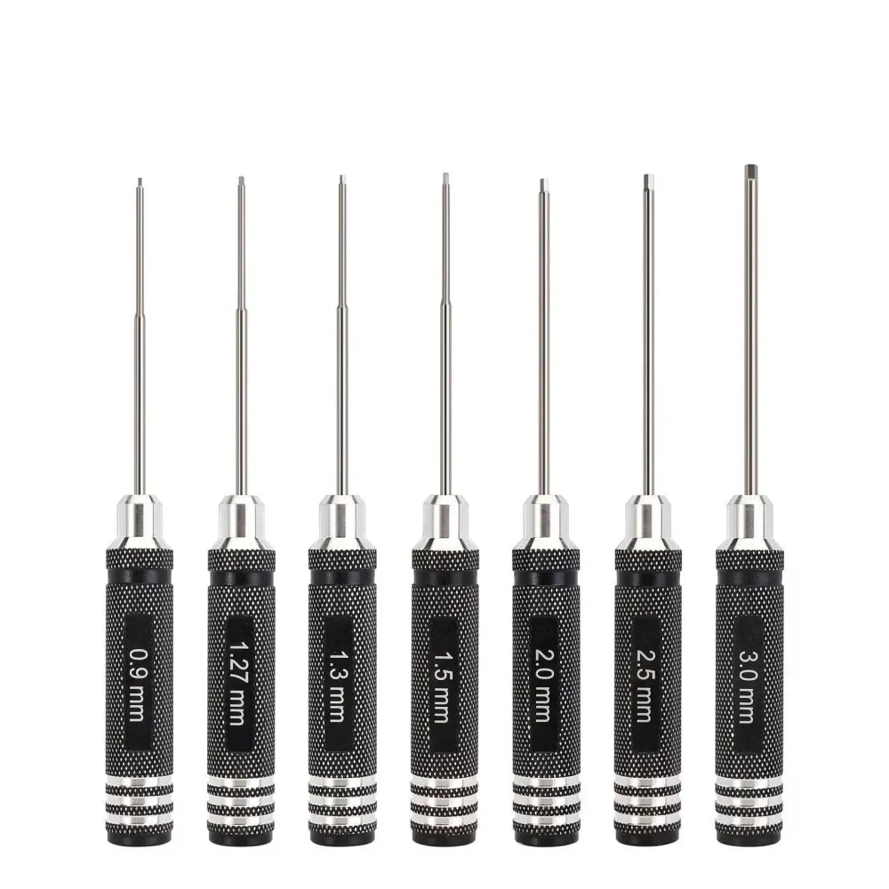 7PCS 0.9/1.27/1.3/1.5/2.0/2.5/3mm Kit de Tournevis Hex (Aluminium, Staal)