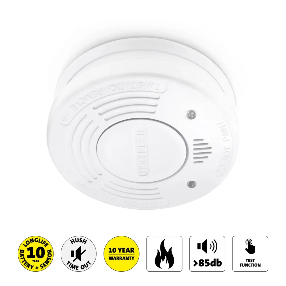 Alecto - Rookmelder met 10 jaar batterij - SD1010 - Wit
