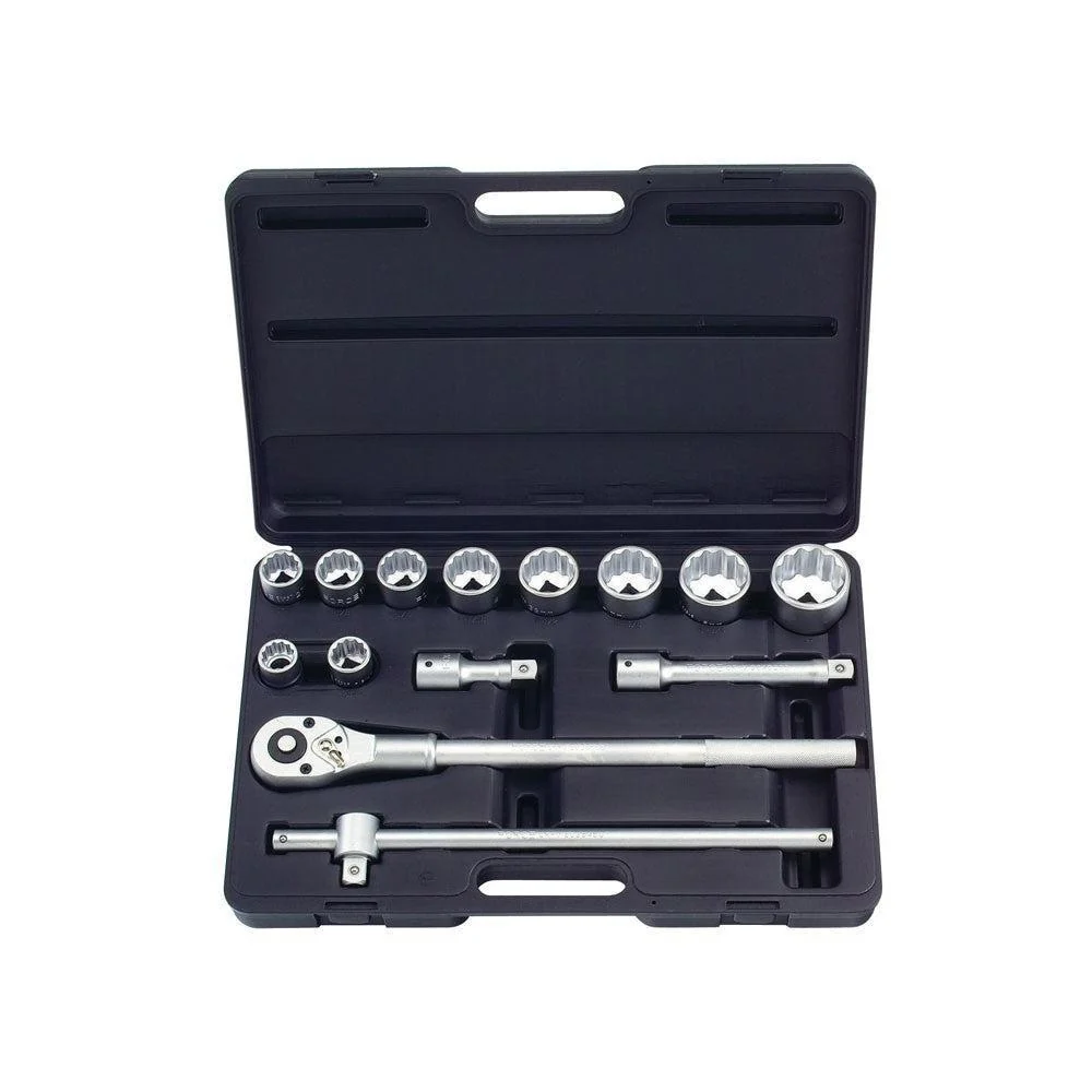 14pc 3/4" 12pt. Flank socket set (SAE) - blow mold case All4Car
