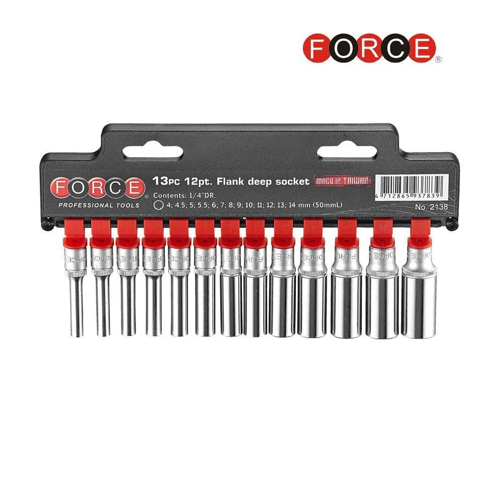 1/4" Doppenset lang 12-kant 13 delig All4Car