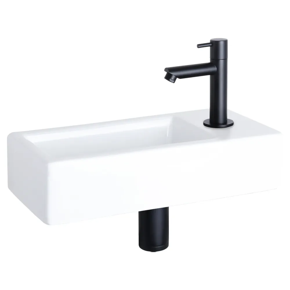 Aquavive Wasbak Temo - Keramiek - Wit - 23,5x43x21cm