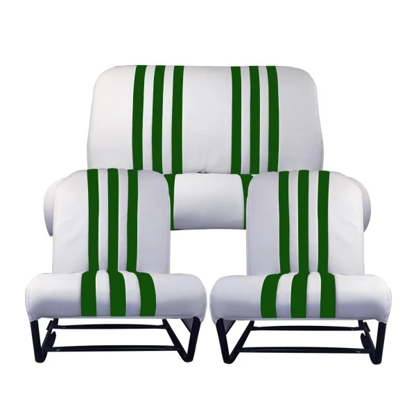 BEKLEDINGSKIT 2 SYMMETRISCHE VOORSTOELEN + BANK. RUG SKAI WIT GROEN