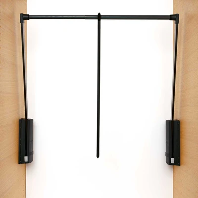 Garderobelift 600-1000mm behuizing zwart buis zwart Bestelmeubelbeslag.nl