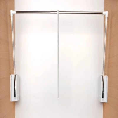 Garderobelift 770-1200mm behuizing wit buis vernikkeld Bestelmeubelbeslag.nl