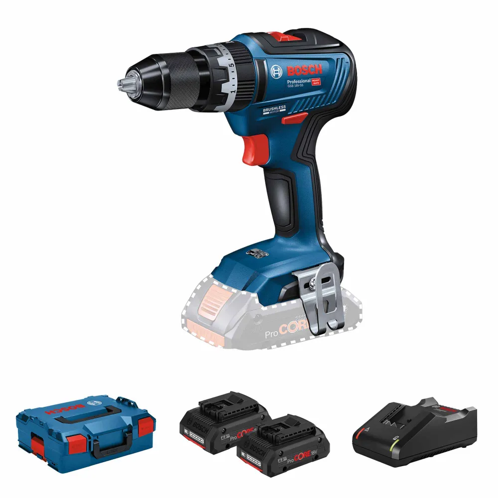 Boormachine Bosch GSB 18V-55 4Ah ProCORE