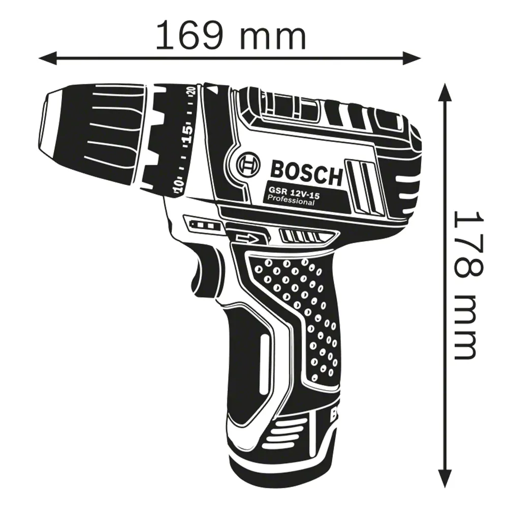 Boormachine Bosch GSR12V-15 12V 2Ah