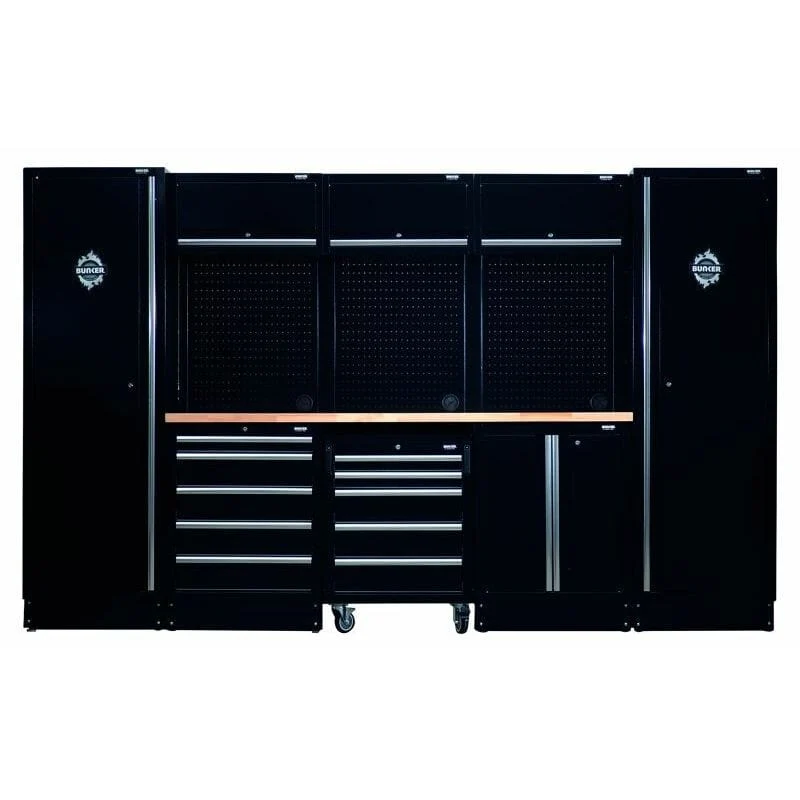 BUNKER 46cm Opbergcombinatie met hardhouten werkblad, 16dlg