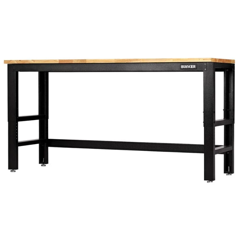 BUNKER Werkbank, hoogte verstelbaar, met hardhouten werkblad, 183cm