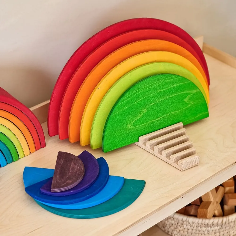Houten houder voor GRIMM's halve cirkels bouwplaten Circle of Wood