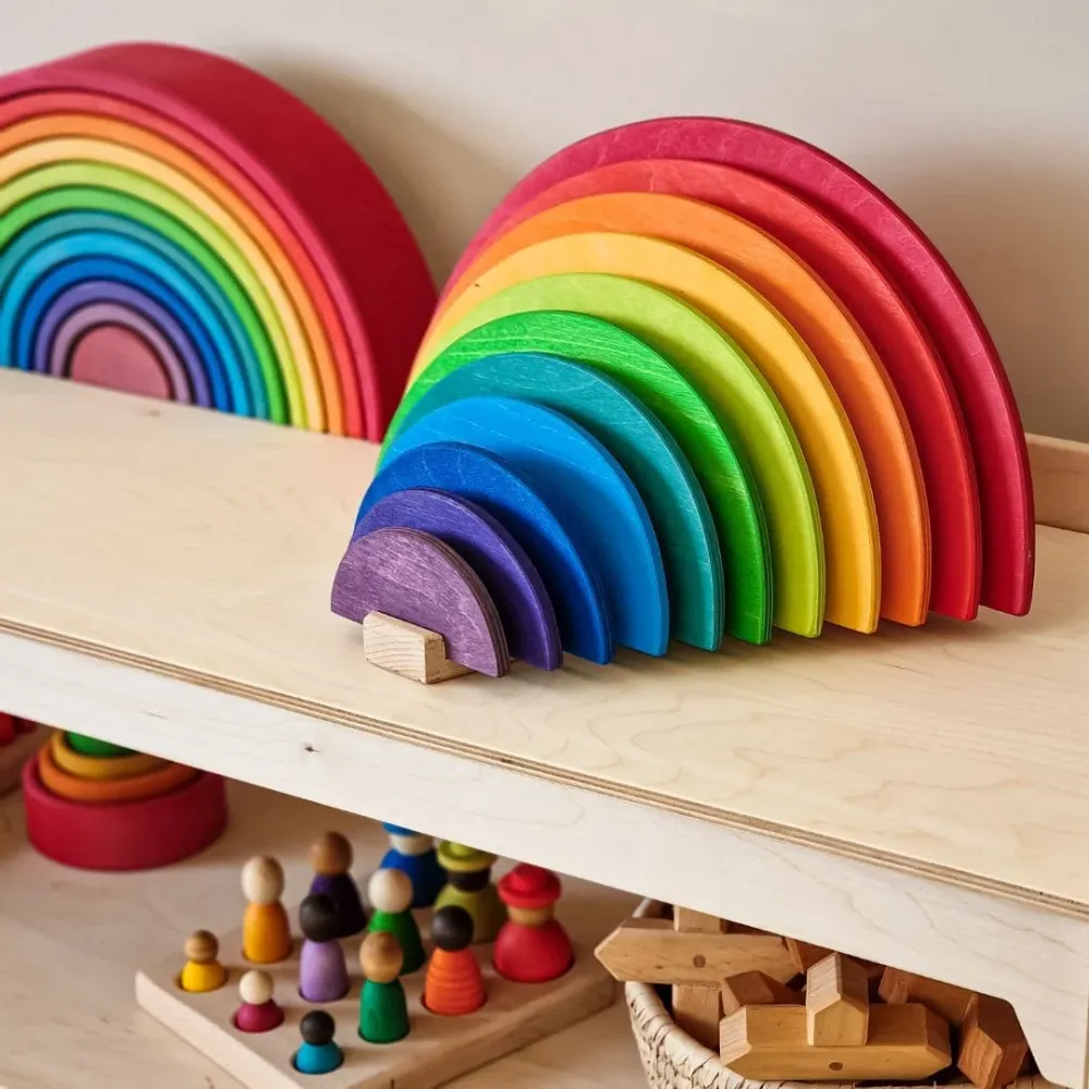 Houten houder voor GRIMM's halve cirkels bouwplaten Circle of Wood
