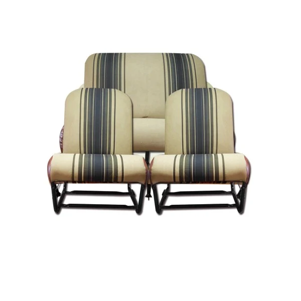 COMPLETE KIT 2 SYMMETRISCHE VOORSTOELEN + ACHTERBANK. GESTREEPTE BRUINE STOF