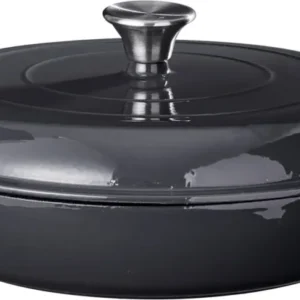 Cookinglife Braadpan met deksel - Heritage Cast - Gietijzer - Grijs - ø 30 cm / 2.6 Liter - geëmailleerde anti-aanbaklaag