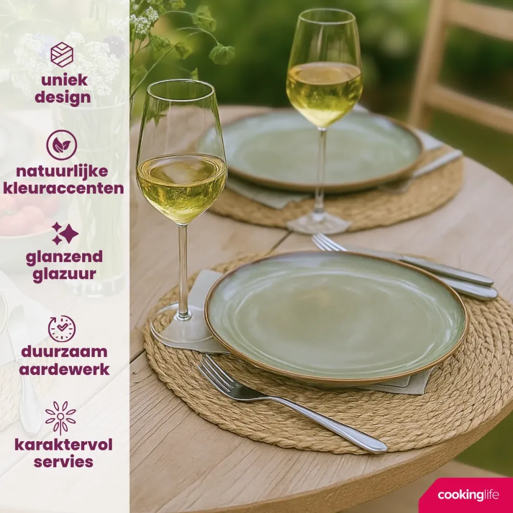 Cookinglife Dinerborden Sabi Groen ø 26 cm - 6 Stuks