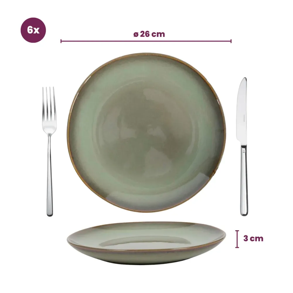 Cookinglife Dinerborden Sabi Groen ø 26 cm - 6 Stuks