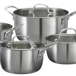 Cookinglife Pannenset Signature Steel 4-Delig RVS - Kookpan ø 16, 20 en 24 cm en Steelpan ø 17.5 cm - geschikt voor alle w...