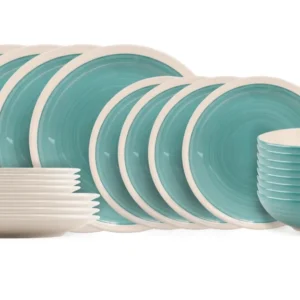 Cookinglife Serviesset Oceanico Turquoise 24-delig / 8 Personen - 8 dinerborden, 8 ontbijtborden en 8 kommen