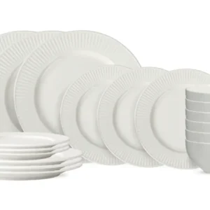 Cookinglife Serviesset Siaki New Bone - Porselein 18-delig / 6 personen - 6 dinerborden, 6 ontbijtborden en 6 kommen