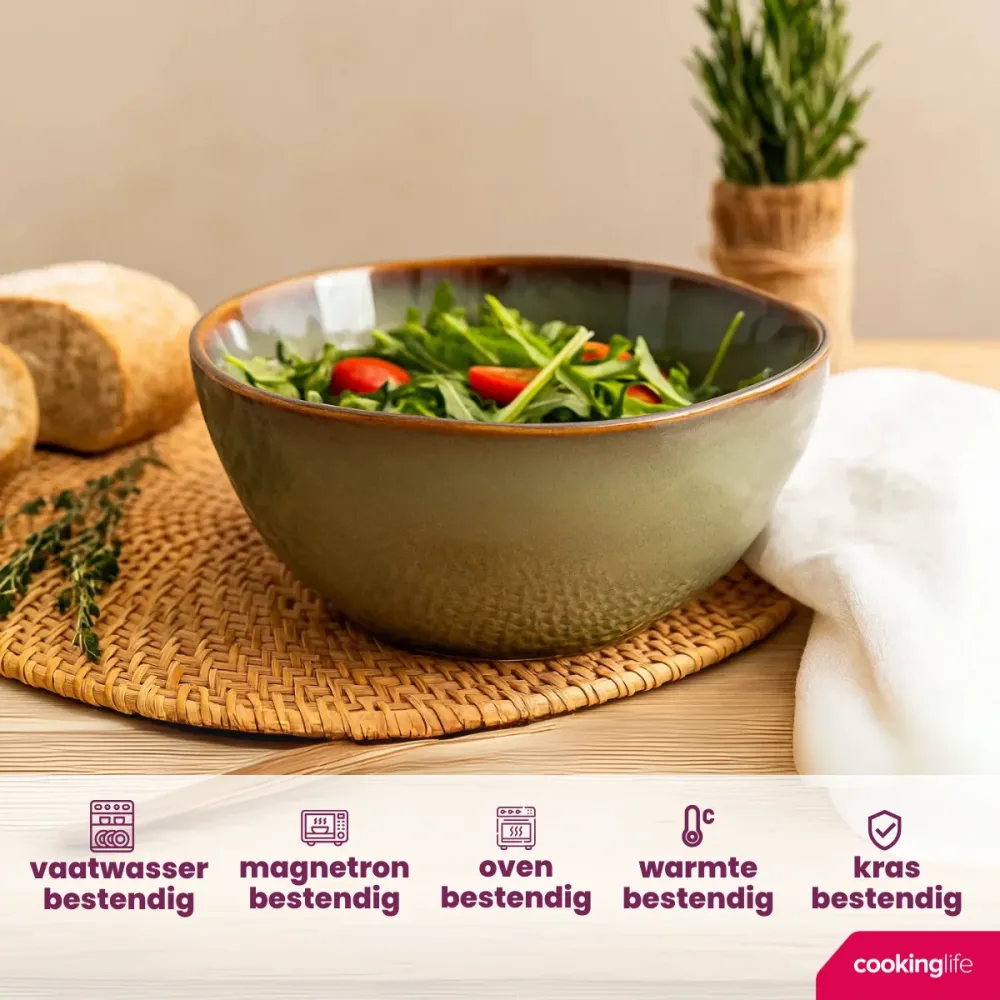 Cookinglife Soepkommen / Kommen Sabi Groen ø 15 cm - 6 Stuks