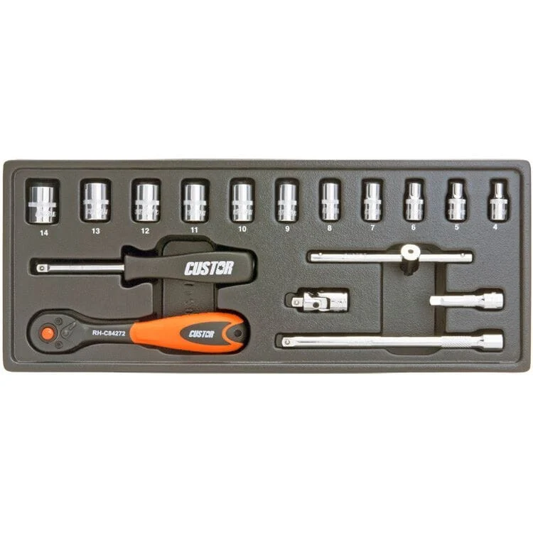 1/4" Doppenset, 17dlg, S-module Custor