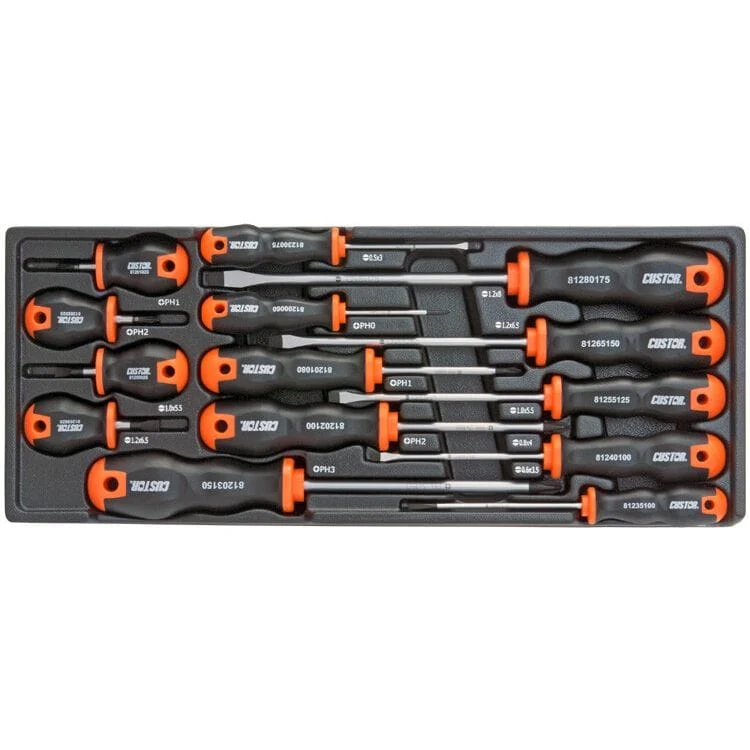 Schroevendraaierset, 14dlg, soft grip, M-module Custor
