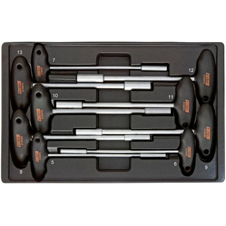 T-Dopsleutelset, 9dlg, L-module Custor