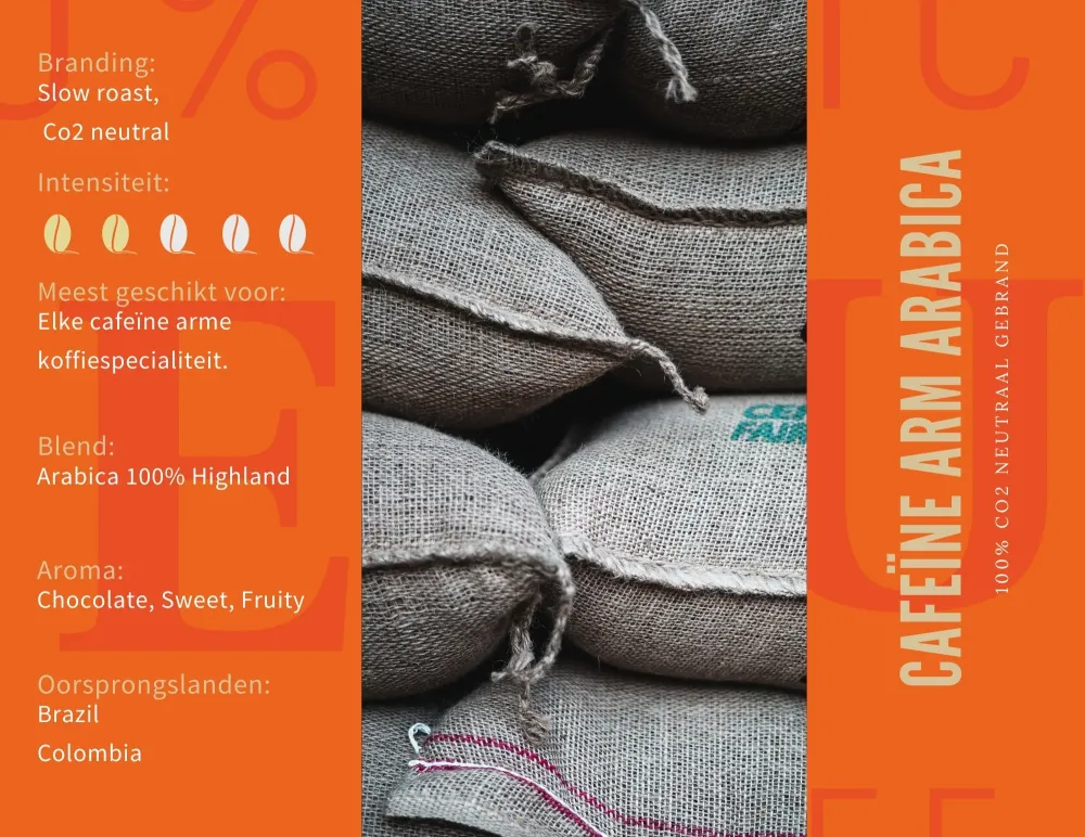 Cafeïne arm Arabica gemalen 500 gram de Laat coffee