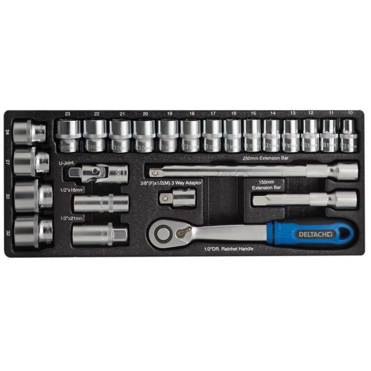 1/2" Doppenset, 25dlg, M-module Deltach