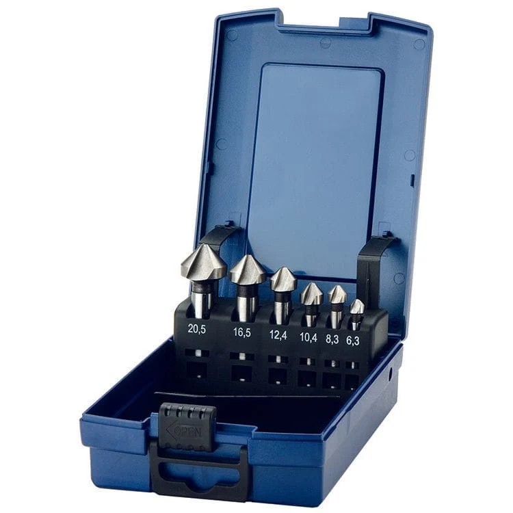 Verzinkfrezenset RVS, 6,3-20,5mm, 6dlg Deltach