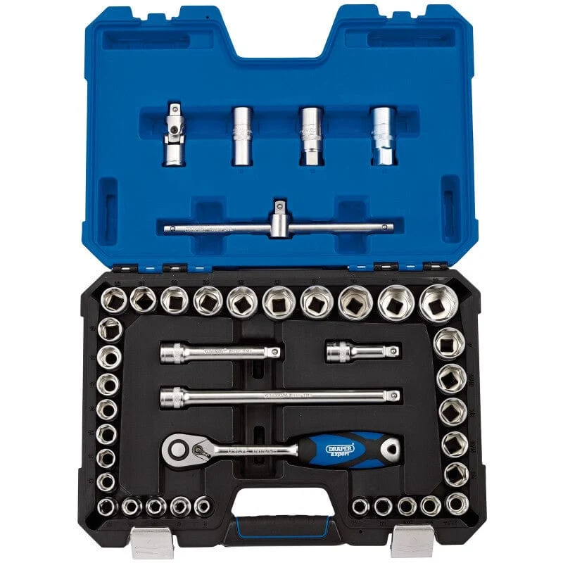 1/2” Doppenset INCH + metrisch, 41dlg Draper Tools