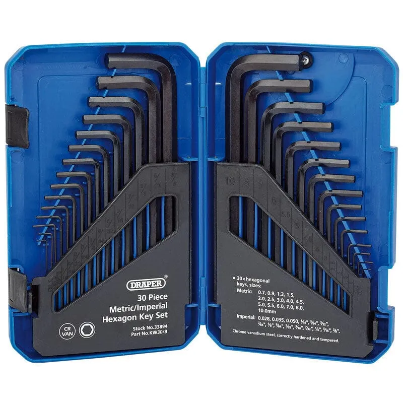 Inbussleutel set lang INCH + Metrisch, 30dlg Draper Tools