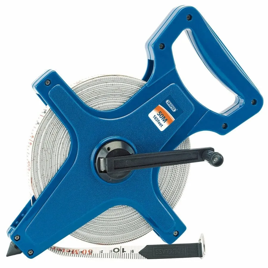 Landmeter glasvezel 50m – Open Rolmaat | Klasse III Draper Tools