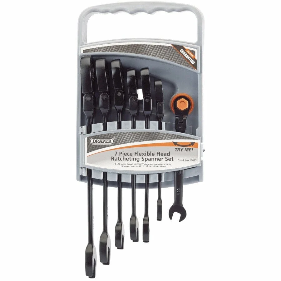 Steekringratelsleutel set, flex, 7dlg Draper Tools
