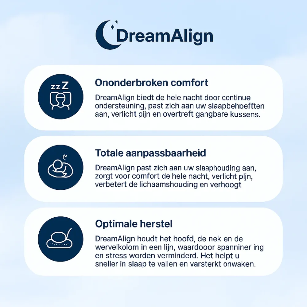 DreamAlign | Ergonomisch Kussen voor Pijnvrij en Rustgevend Slapen- Finest Luxe